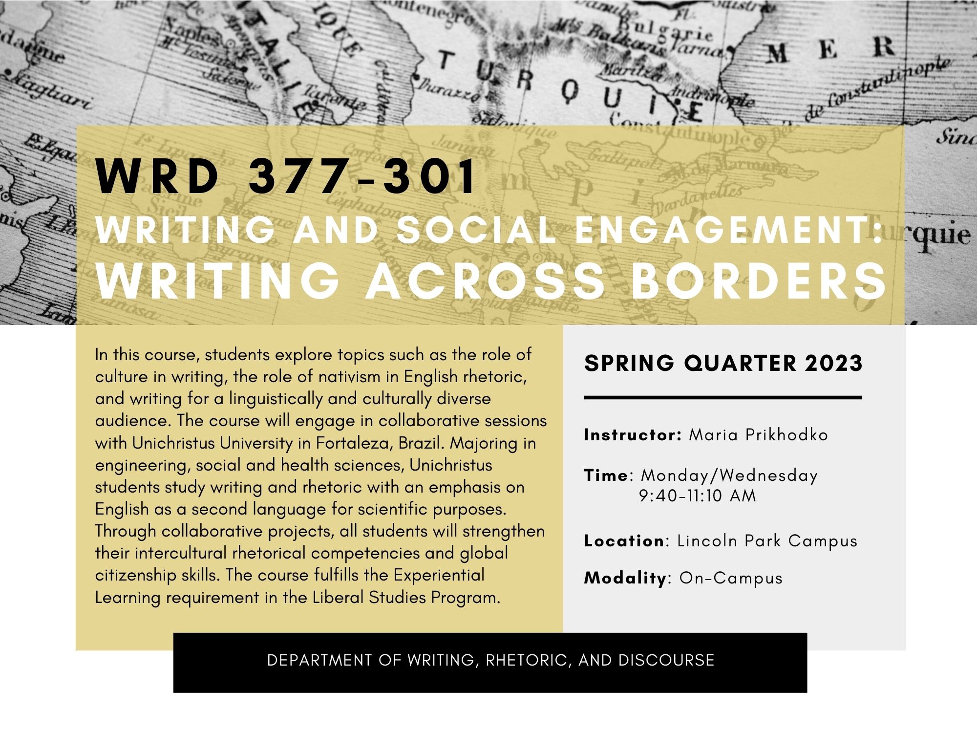WRD 377-301: Writing and Social Engagement: Writing Across Borders 